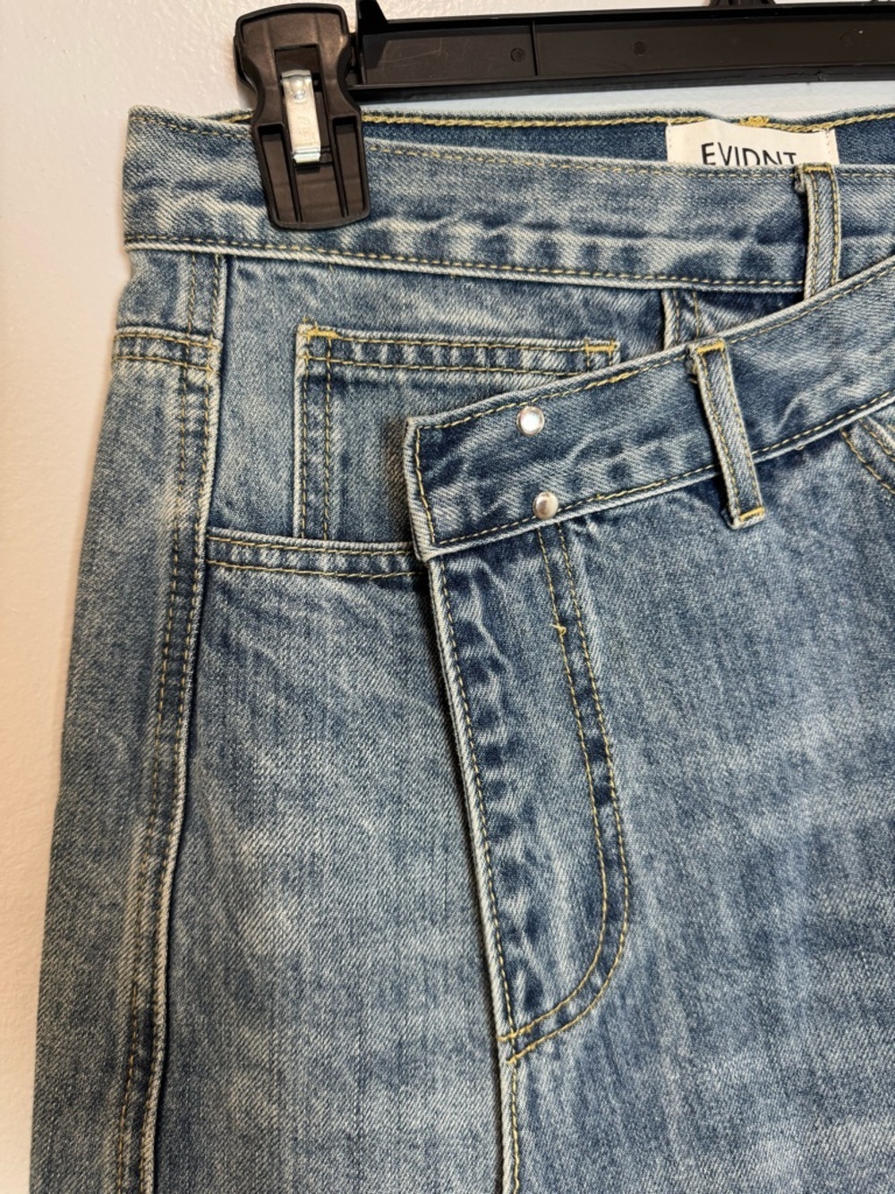 EVIDNT LOS ANGELES Women's blue Denim Asymmetric Wrap Skirt Sz 26 - Picture 2 of 13